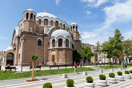 SOFIA, BULGARIA - JUNE 6: Pedestrians walks through the renovatedのeditorial素材