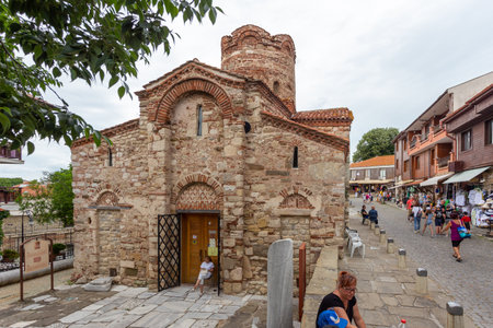 NESSEBAR, BULGARIA - JUNE 17: Tourists walk through the Nessebar old city, UNESCO World Heritage Site at the Black Sea coast, Bulgaria.のeditorial素材