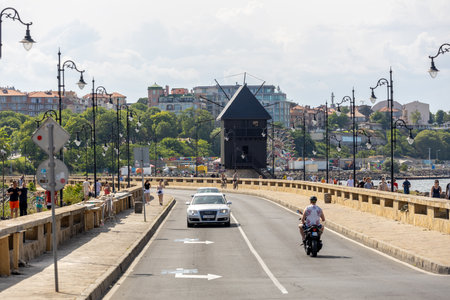 NESSEBAR, BULGARIA - JUNE 17: Tourists walk through the Nessebar old city, UNESCO World Heritage...