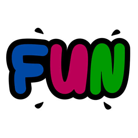 Word fun. lettering. word logo. colored text. handwritten text. Text graffiti. Lettering logoのイラスト素材