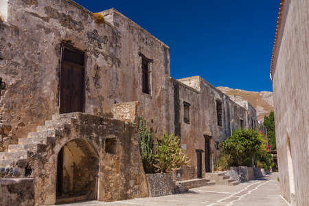 Ancient buildings in Preveli Mnastery, Crete, Greeceの写真素材