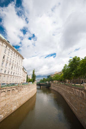 Danube Riverbank in Vienna, Austriaの写真素材