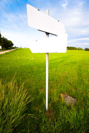 Small white signs in the fieldの写真素材