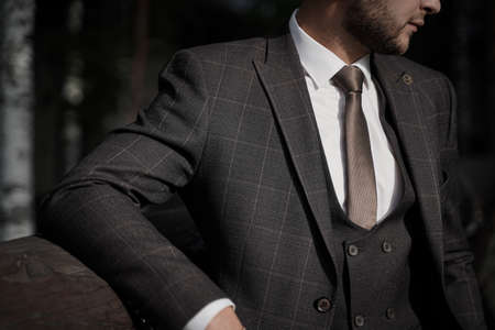 A man wearing a suit and tieの写真素材