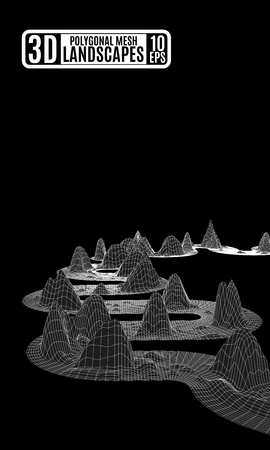 black and white abstraction with polygonal mountains. vector drawing stockのイラスト素材