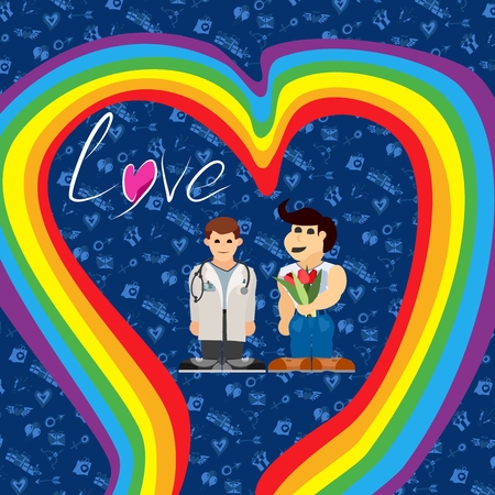 bright with a rainbow poster of man's love on Valentine's Dayのイラスト素材