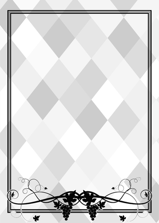 frame with grapes weaving on a gray background for printのイラスト素材