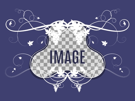 template for photo with weaving of grapes on a purple backgroundのイラスト素材