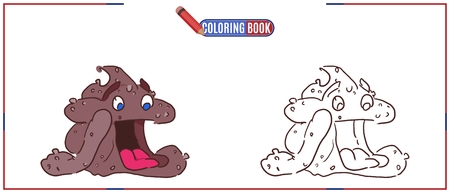 drawing for coloring brown turd with tongue pinkのイラスト素材
