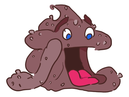 funny poop character with an open tongue on a white backgroundのイラスト素材