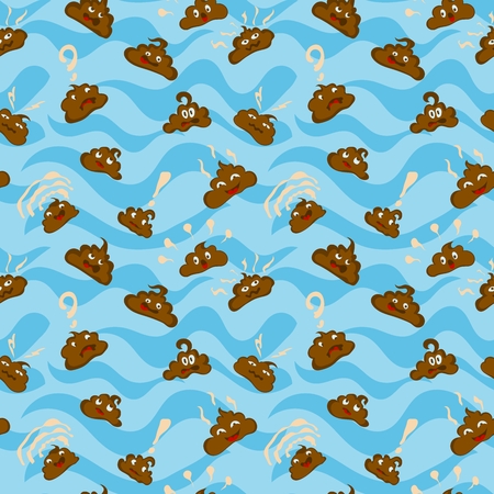 characters poop seamless pattern on blue water backgroundのイラスト素材
