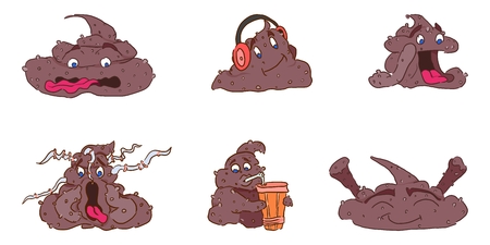 poop characters a selection of bright painted doodlesのイラスト素材