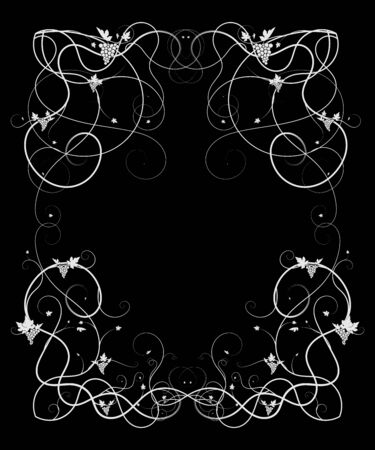 pattern with grapes on a black background ornament. vectorのイラスト素材