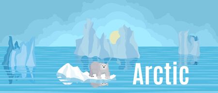 Arctic bear on an ice floe in the north. vectorのイラスト素材