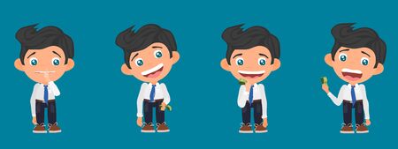 funny character with money. cheerful office workerのイラスト素材