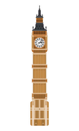 clock tower big ben london. flat on white backgroundのイラスト素材