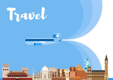 plane over asia and europe. flat on white backgroundのイラスト素材