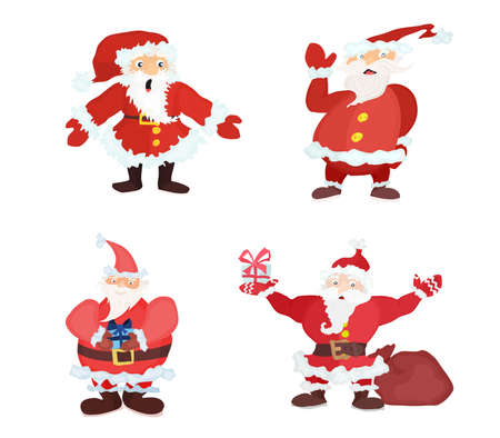 different santa claus four pieces. bright characters. flat style vectorのイラスト素材