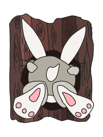 rabbit climbs into the tree. vector doodle sketchのイラスト素材