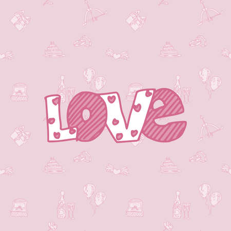 poster love seamless pattern for wedding. doodle sketch vectorのイラスト素材