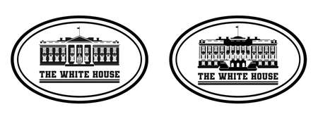 stamp   white house black and white sketch. flat style imageのイラスト素材