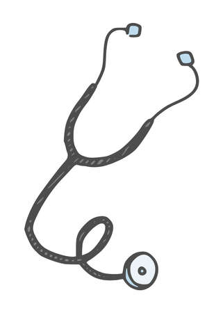 stethoscope doctor tool medicine. vector stock drawing doodle sketchのイラスト素材