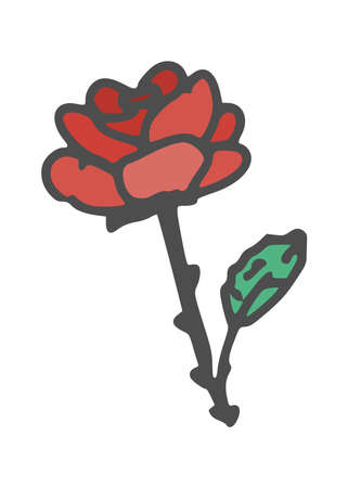 rose doodle drawing flower red. sketch vector illustrationのイラスト素材