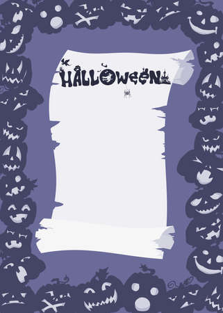 purple halloween pumpkin poster. vector stock imageのイラスト素材