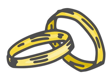 wedding rings gold bridal accessory. vector sketch doodle stock imageのイラスト素材