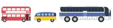 set of buses simple drawings of transport. flat style vector imageのイラスト素材