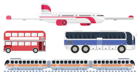 transport selection plane buses trains. flat style vector imageのイラスト素材