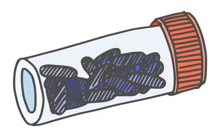plastic jar with pills. doodle sketch vectorのイラスト素材