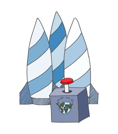 nuclear weapon red button missile cruise. vector stock imageのイラスト素材