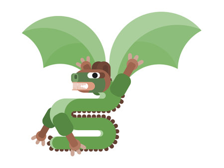 green dragon in flat style animal of the new year. stock vector imageのイラスト素材
