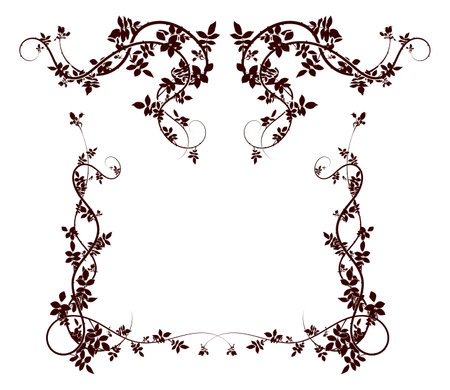 exquisite pattern climbing plant rose hips frame. vector stock imageのイラスト素材