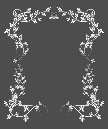 frame on a gray background climbing plant rose hip. vector stock imageのイラスト素材
