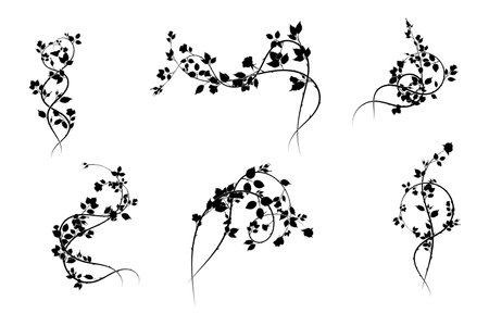 selection of small elements pattern roses weaving plants. vector stock imageのイラスト素材