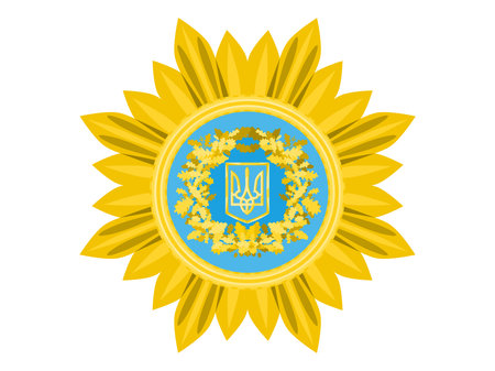 star sun gold sign of victory ukraine with trident. vector stock imageのイラスト素材