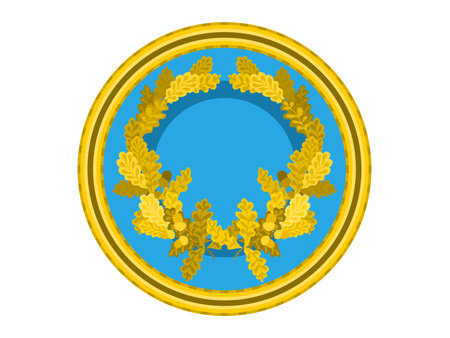 coin victory country sign oak leaves and trident. vector stock imageのイラスト素材