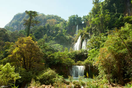 The Umphang Thi Lo Su  Waterfall  is  the largest and highest waterfall in Thailand  Umphang Wildlife Sanctuary in Tak Province in northwestern Thailand  January, the dry seasonの写真素材