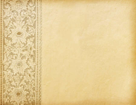Old worn paper with oriental ornament  の写真素材