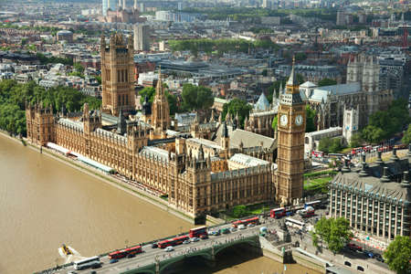 House of Parliament with Big Ben tower in London, UK  view from London eye の写真素材