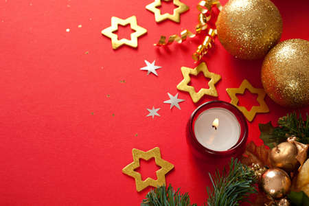 christmas decorations  background with space for text or image の写真素材