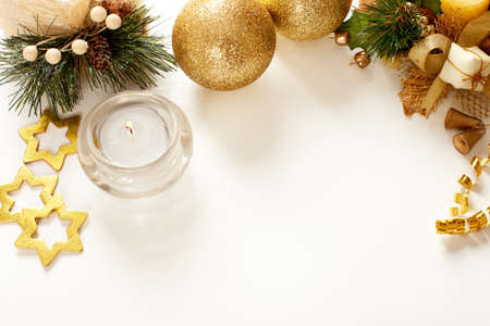   christmas decorations on a white backgroundの写真素材