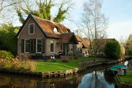 Fine country view in Giethoorn, Netherlands  のeditorial素材