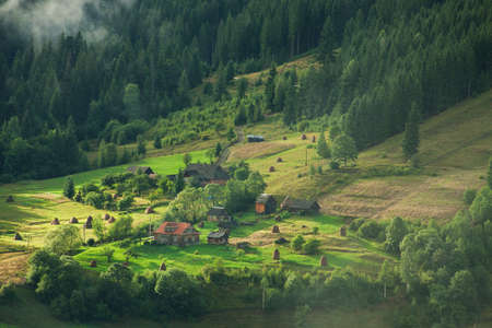 beautiful rural landscape in the Carpathian Mountainsの写真素材