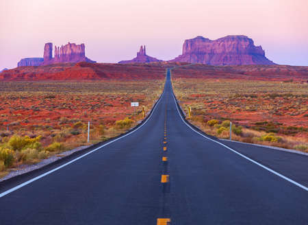 Scenic view of Monument Valley in Utah at twilight,  United States.の写真素材
