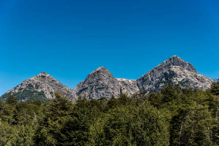 The three sisters, mountains in the Nahuel Huapi National Park at the Chile-Argentina borderの写真素材