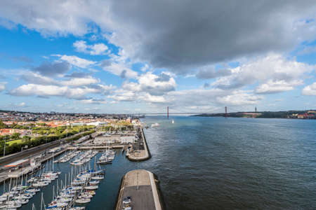 View of the 25th April from the top of the monument to the discoveries in Lisbon