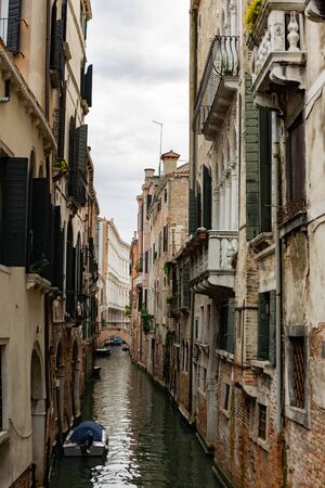Canals of Venice during the day in high resolution, vertical orientation.の写真素材